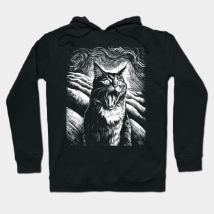 Cat cry art in linear style Hoodie